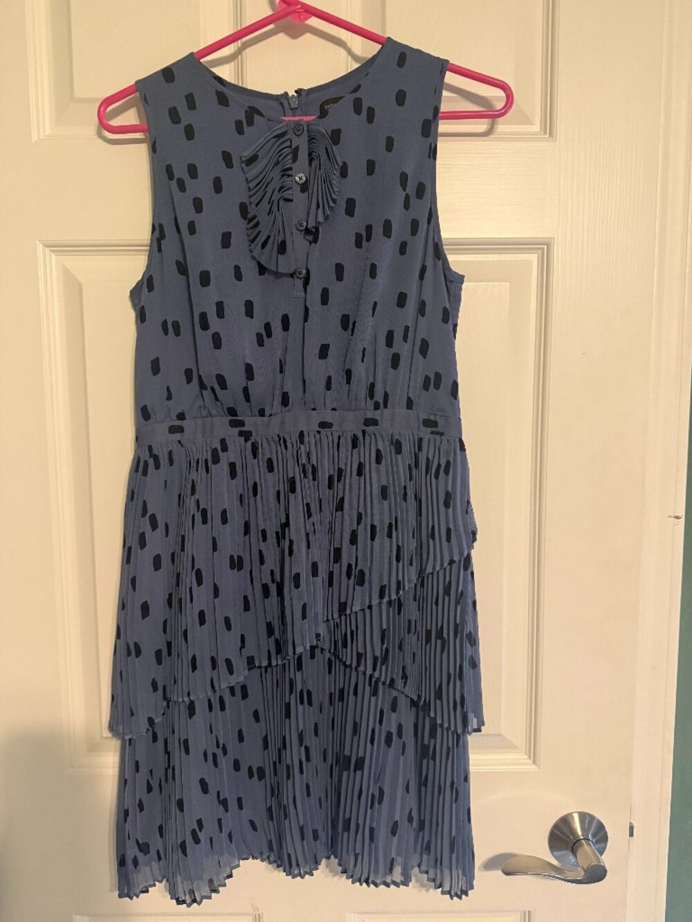 Banana‎ Republic Blue Abstract Print Pleated Tiered Ruffle Sleeveless
